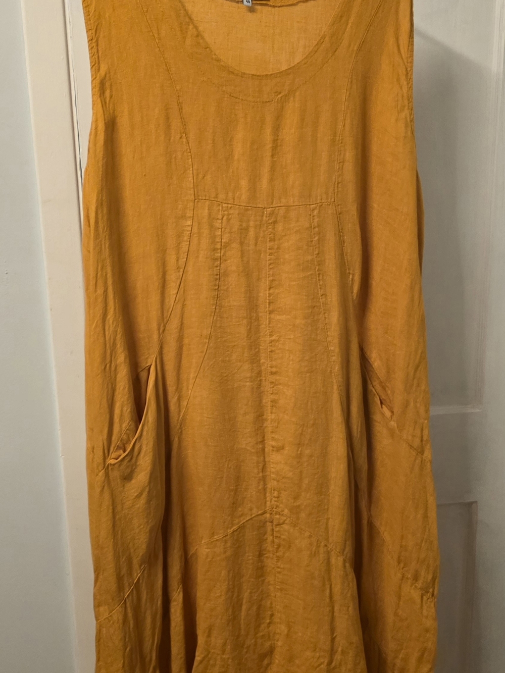 Sleeveless Linen Maxi Dress in Mustard Yellow
